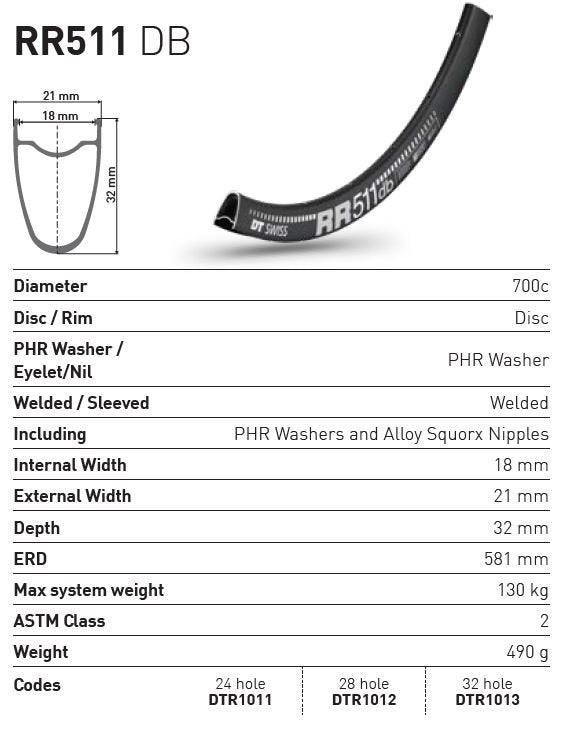 DT Swiss Rim RR511 DB 24h black 700c
