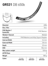 DT Swiss GR531 650b DB 24h Rim Black (24 wide)