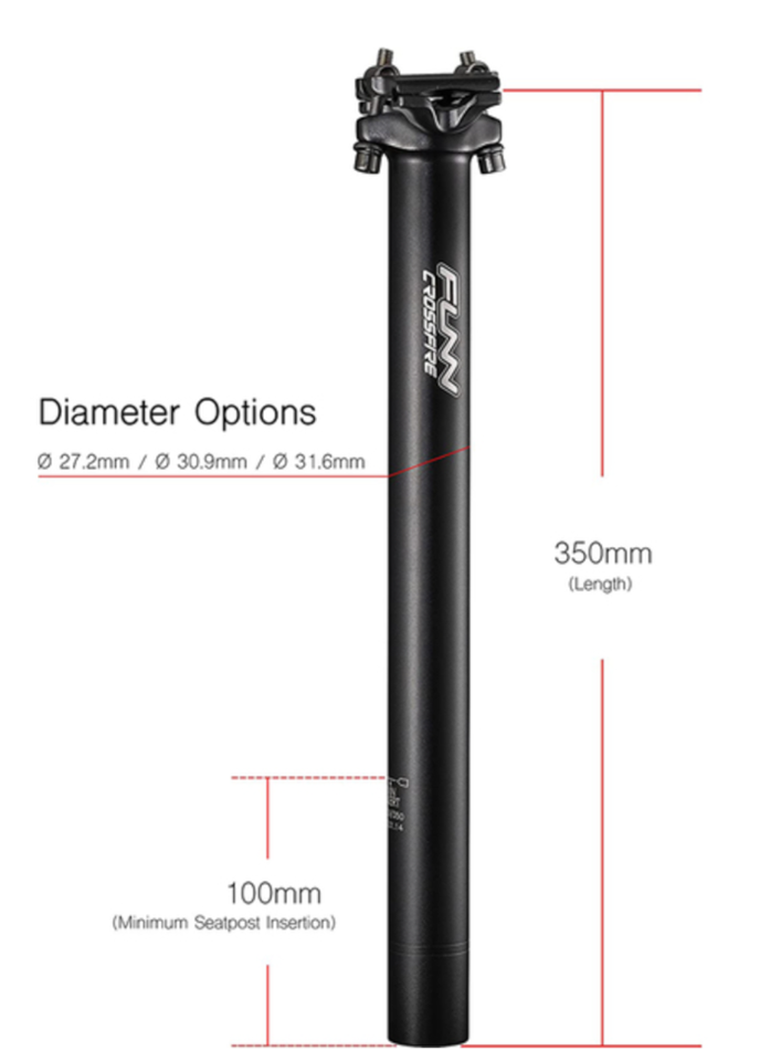 Funn Crossfire 350mm Seat Post - Black