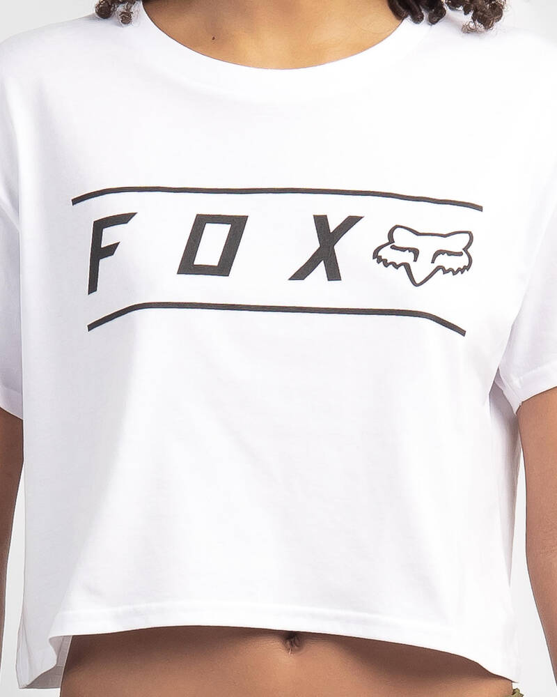 Fox WOMENS PINNACLE CROP TEE - White FRONT