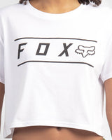Fox WOMENS PINNACLE CROP TEE - White FRONT