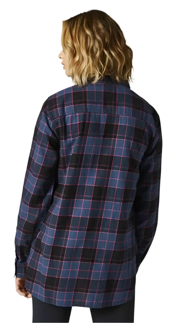 Fox PINES WOMENS FLANNEL Dark Indigo BACK