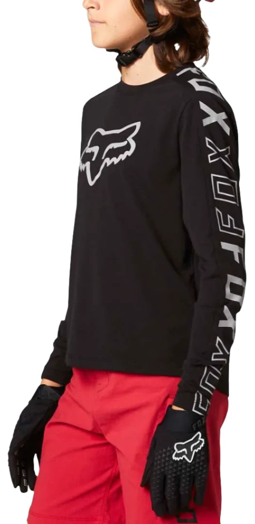 Fox YOUTH RANGER DR LS JERSEY - Black SIDE FRONT