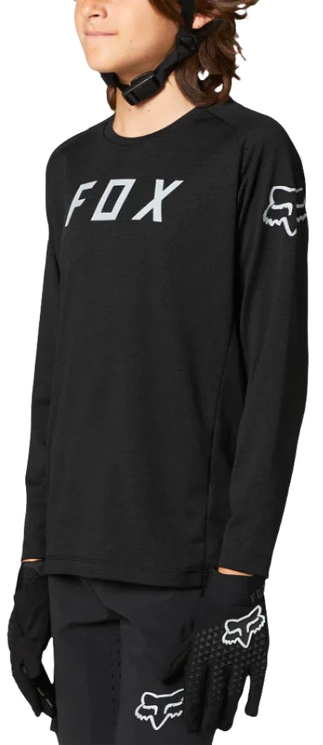 Fox YOUTH DEFEND LS JERSEY - Black SIDE FRONT