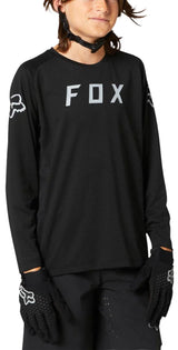 Fox YOUTH DEFEND LS JERSEY - Black FRONT FACING MODEL
