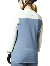 Fox W RANGER DR 3/4 JERSEY - Matte Blue Left Back Facing with Model