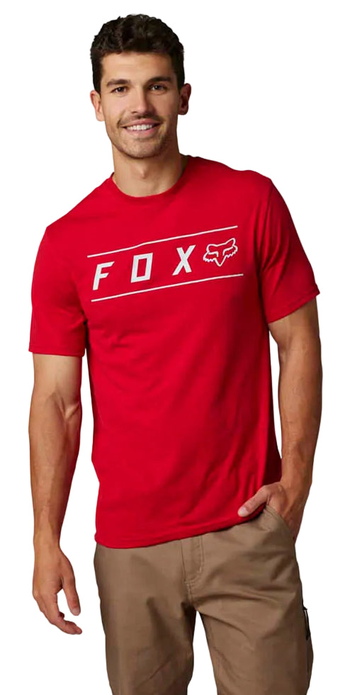 Fox PINNACLE Short Sleeve TECH TEE Flame Red FRONT FACING MODEL