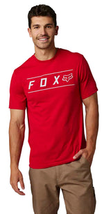 Fox PINNACLE Short Sleeve TECH TEE Flame Red FRONT FACING MODEL