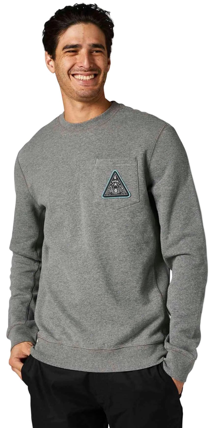 Fox SHINBONE CREW FLEECE Heather Graphite FRONT FACING MODEL