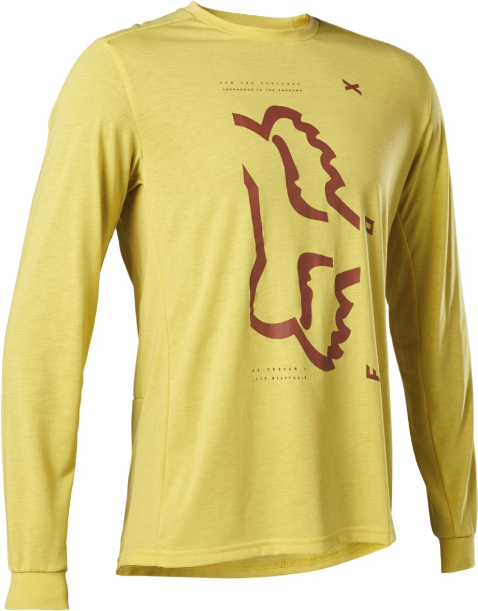 Fox RANGER LS DR JERSEY - Pear Yellow/Grey Front
