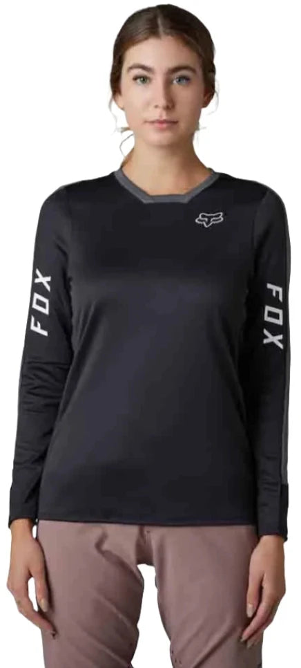 Fox WOMENS DEFEND PRO LS JERSEY - Black Front Facing Model