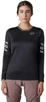 Fox WOMENS DEFEND PRO LS JERSEY - Black Front Facing Model