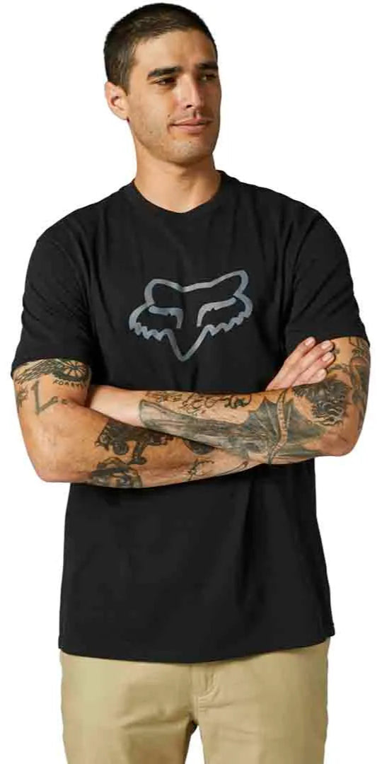 Fox LEGACY FOX HEAD SHORT SLEEVE TEE Black FRONT FACING MODEL