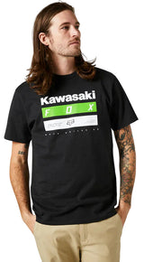 Fox KAWI STRIPES Short Sleeve TEE Black FRONT FACING MODEL