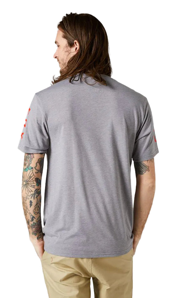 Fox RKANE Short Sleeve TECH TEE Heather Graphite Back Facing Model 