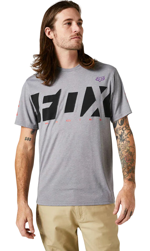 Fox RKANE Short Sleeve TECH TEE Heather Graphite FRONT FACING MODEL 