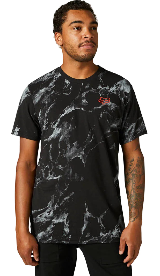 Fox KARRERA HEAD Short Sleeve PREMIUM TEE Black Front Facing Model 