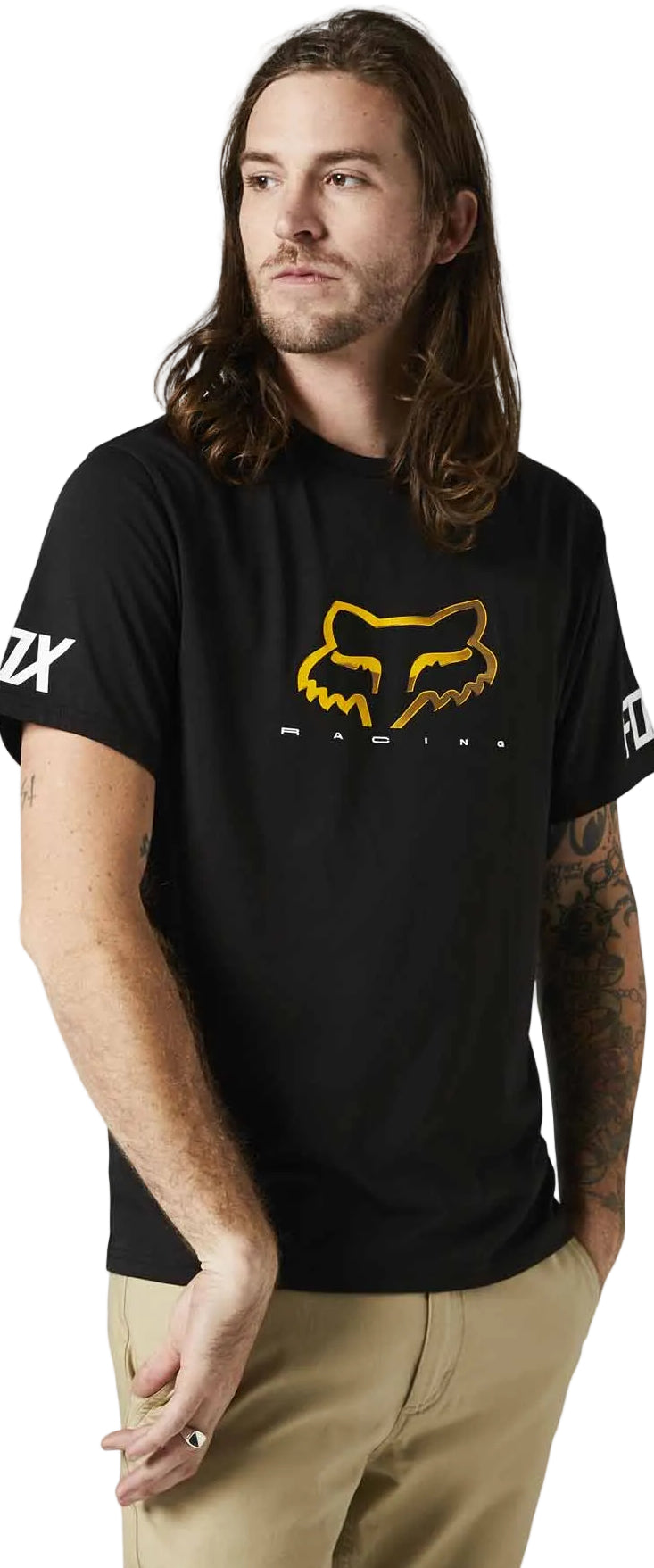 Fox VENZ Short Sleeve TECH TEE Black SIDE-FRONT FACING MODEL