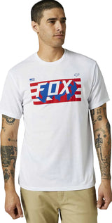Fox RWT FLAG Short Sleeve TECH TEE Optic White FRONT FACING MODEL