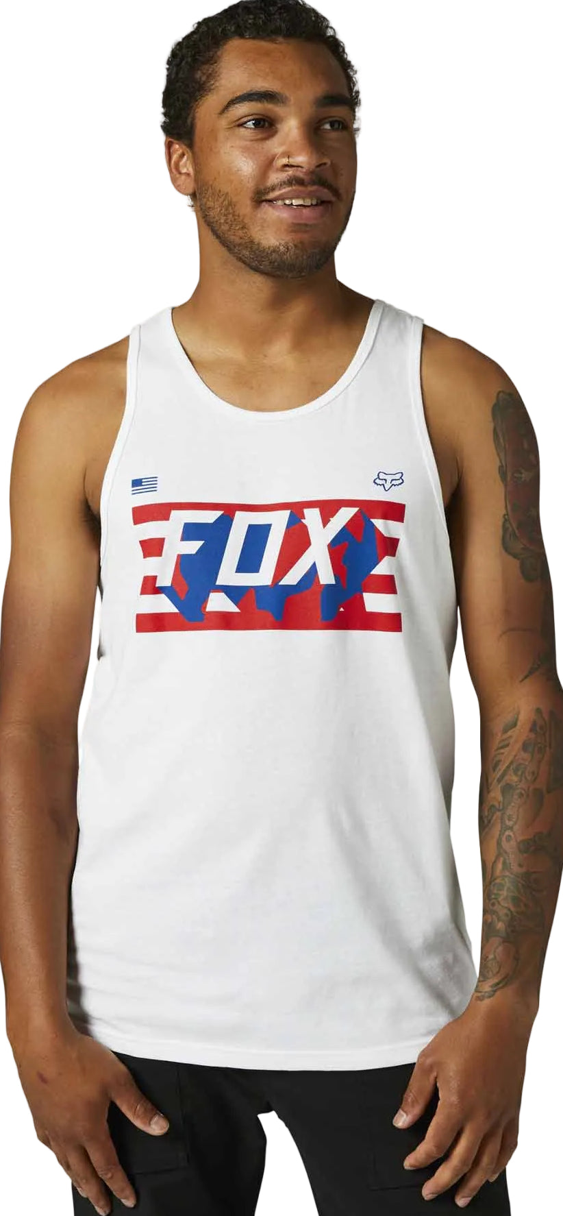 Fox RWT FLAG PREMIUM TANK Optic White FRONT FACING MODEL