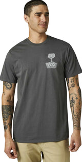 Fox DISQUIET Short Sleeve PREMIUM TEE Dark Shadow FRONT FACING MODEL