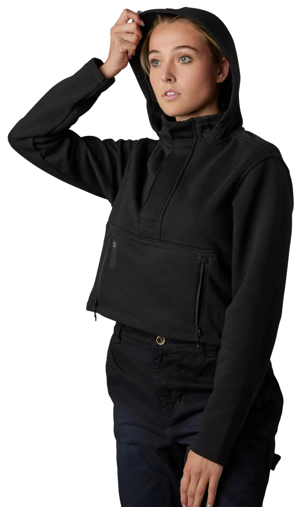 Fox WOMENS CALIBRATED DWR ZIP FLEECE - Black SIDE FRONT