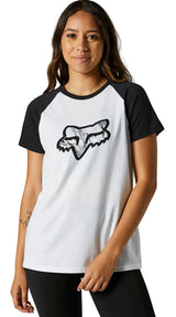 Fox KARRERA Shot Sleeve RAGLAN TEE White FRONT FACING MODEL
