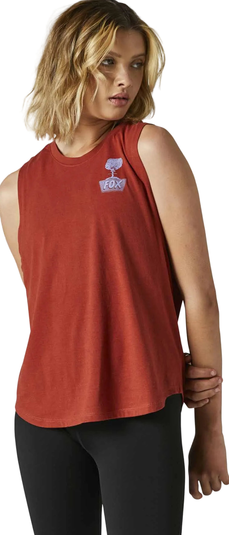 Fox Women DISQUIET TANK Red Clay FRONT FACING MODEL