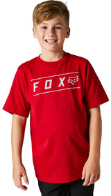 Fox YOUTH PINNACLE Short Sleeve TEE Flame Red FRONT FACING MODEL