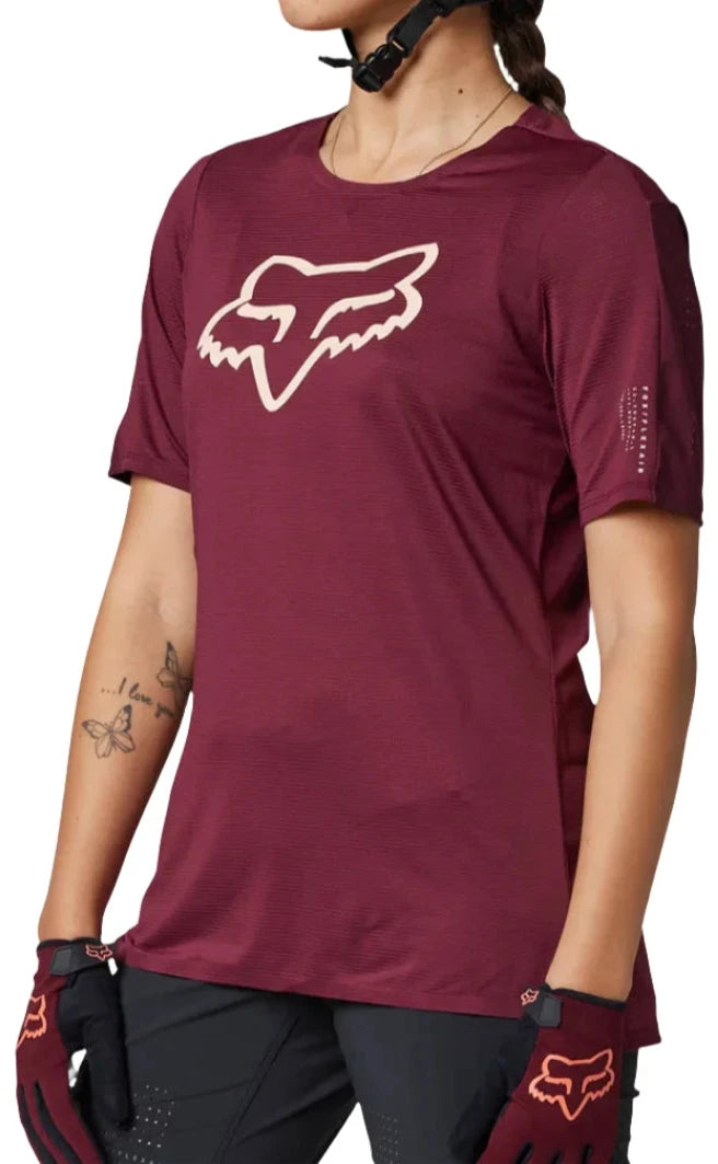 Fox WOMENS FLEXAIR SS JERSEY - Dark Maroon Side Front