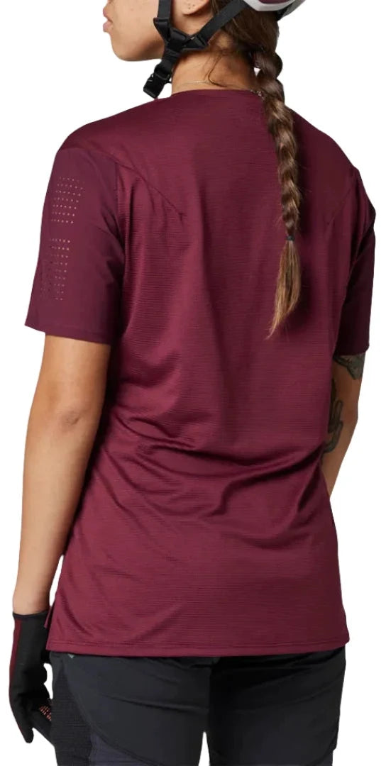 Fox WOMENS FLEXAIR SS JERSEY - Dark Maroon Back 