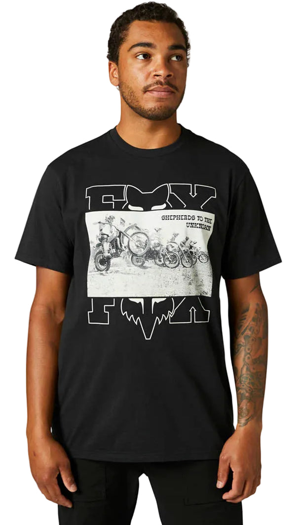 Fox HEAD SPLITTER Short Sleeve PREMIUM TEE Black FRONT FACING MODEL