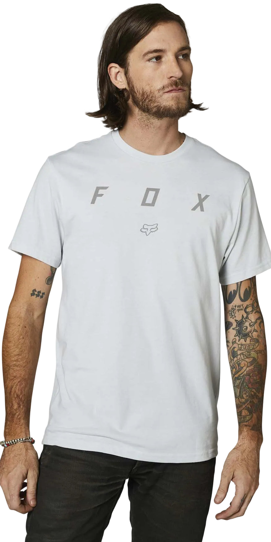 Fox PARALLAX Short Sleeve TEE Light Heather Gray FRONT FACING MODEL