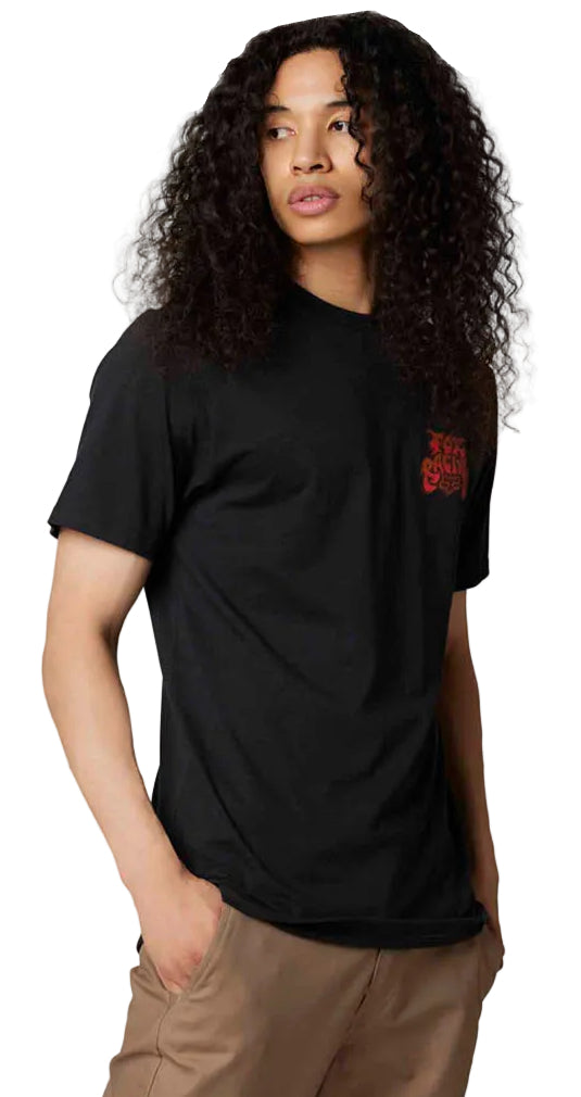 Fox COLEL Short Sleeve PREMIUM TEE Black SIDE-FRONT FACING MODEL
