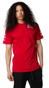 Fox TOKSYK Short Sleeve PREMIUM TEE Flame Red FRONT FACING MODEL