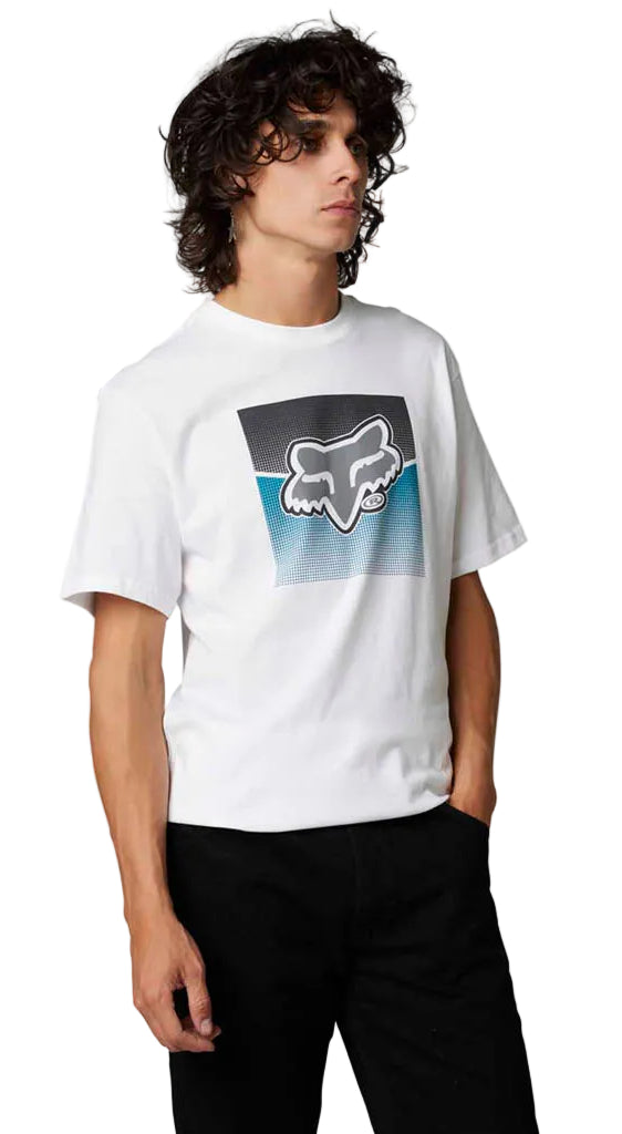 Fox BAYL Short Sleeve PREMIUM TEE Optic White SIDE-FRONT FACING MODEL
