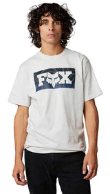 Fox NUKLR Short Sleeve PREMIUM TEE  Light Grey FRONT FACING MODEL