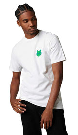 Fox DKAY Short Sleeve PREMIUM TEE Optic White SIDE-FRONT FACING MODEL