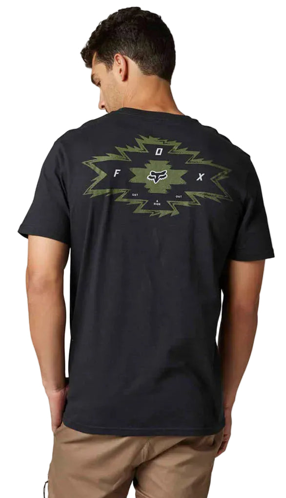 Fox FULL FLUX Short Sleeve PREMIUM TEE Black BACK FACING MODEL