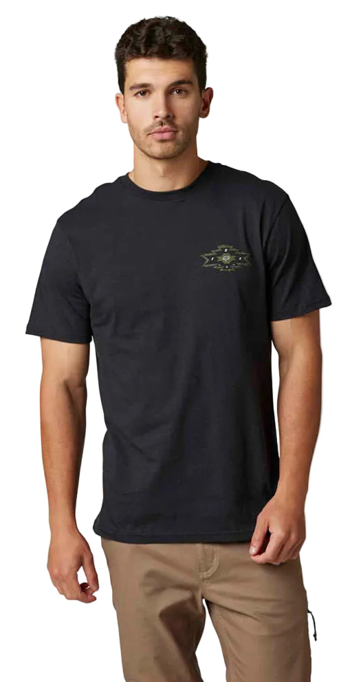 Fox FULL FLUX Short Sleeve PREMIUM TEE Black FRONT FACING MODEL