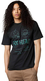 Fox UNLEARNED Short Sleeve PREMIUM TEE Black FRONT FACING MODEL