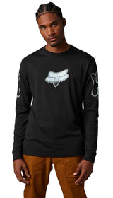 Fox VIZEN Long Sleeve TECH TEE Black FRONT FACING MODEL