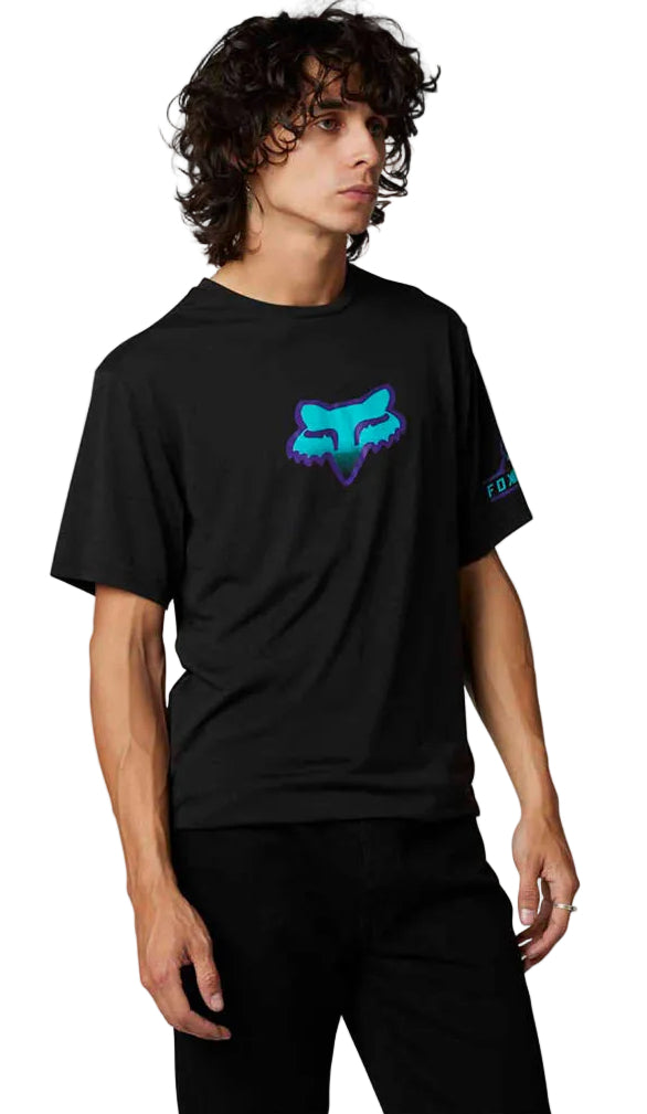 Fox VIZEN Short Sleeve TECH TEE Black SIDE-FRONT FACING MODEL