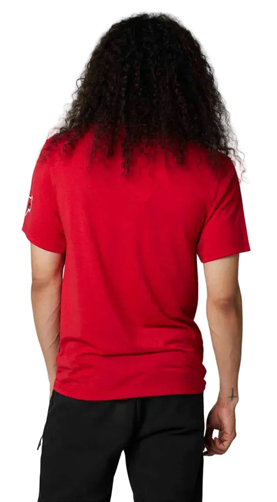 Fox VIZEN Short Sleeve TECH TEE Flame Red BACK FACING MODEL