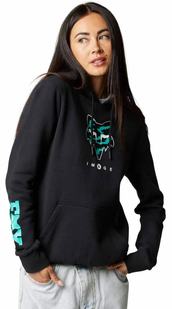 Fox WOMENS NUKLR PULLOVER FLEECE - Black SIDE FRONT