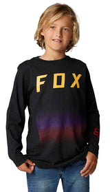Fox YOUTH FGMNT Long Sleeve TEE Black FRONT FACING MODEL