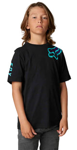 Fox YOUTH TOXSYK Short Sleeve TEE Black FRONT FACING MODEL