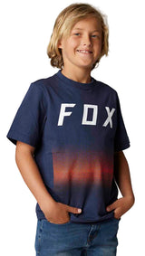 Fox YOUTH FGMNT Short Sleeve TEE DpCobalt FRONT FACING MODEL