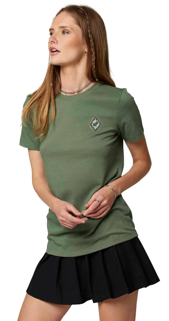Fox STILL IN Short Sleeve TEE Army SIDE-FRONT FACING MODEL