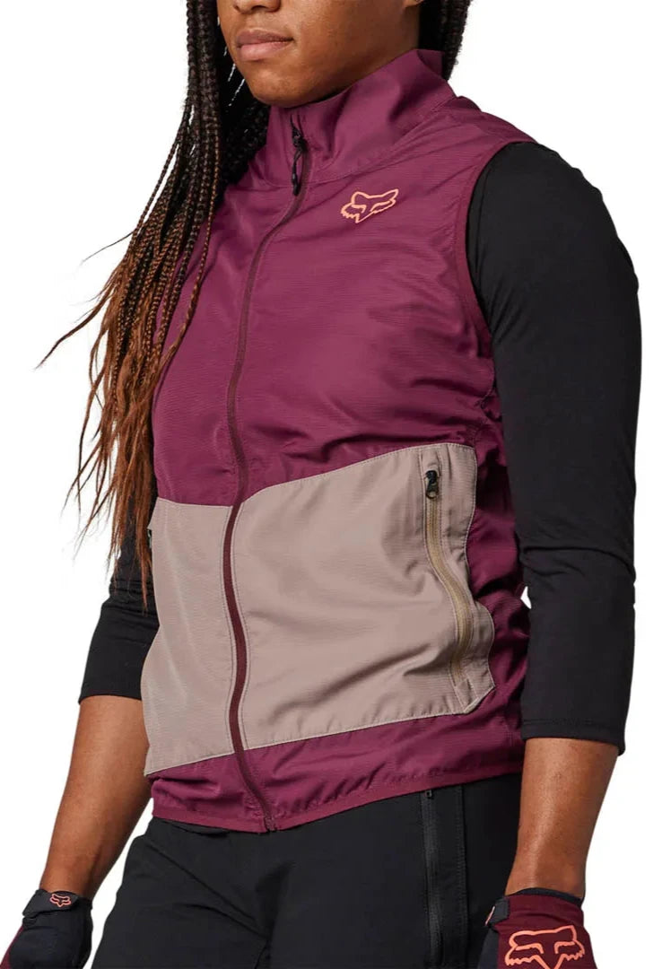 Fox WOMENS RANGER WIND VEST - Dark Maroon SIDE FRONT